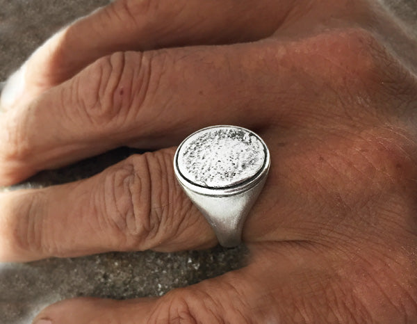 Hammered Silver Signet Ring Mens Signet Ring Sterling -  Sweden