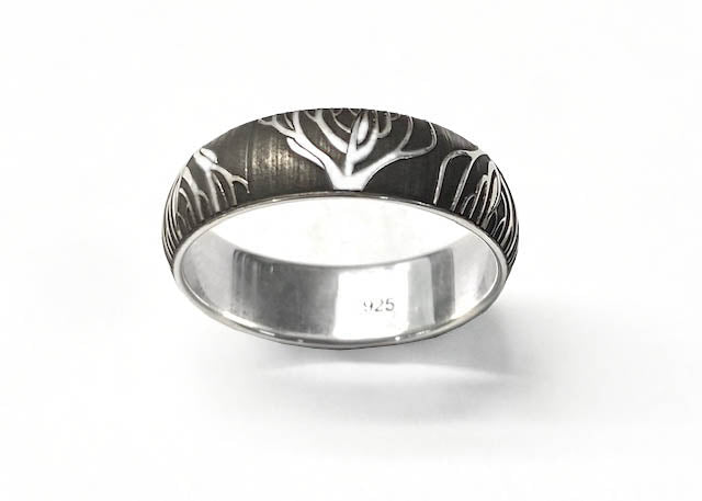 Silver band deals ring engraved