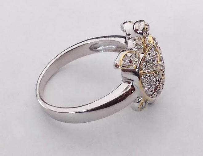 Cute Gold Turtle Ring White Gold Vermeil