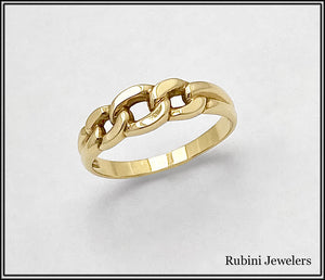 14K Gold Chain Link Design Band at Rubini Jewelers