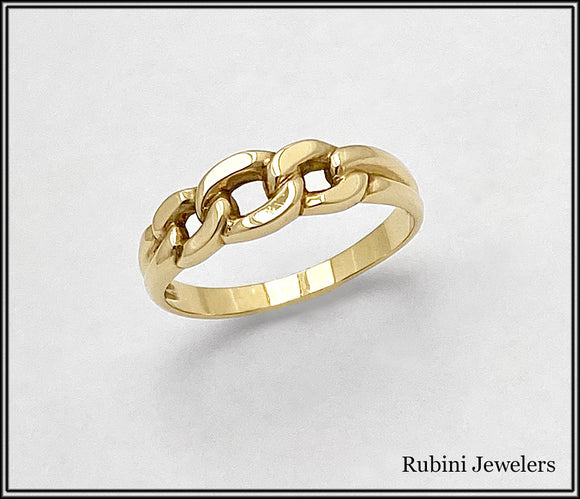 14K Gold Chain Link Design Band at Rubini Jewelers