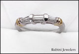Two Tone Diamond Baguette Band, by Rubini Jewelers