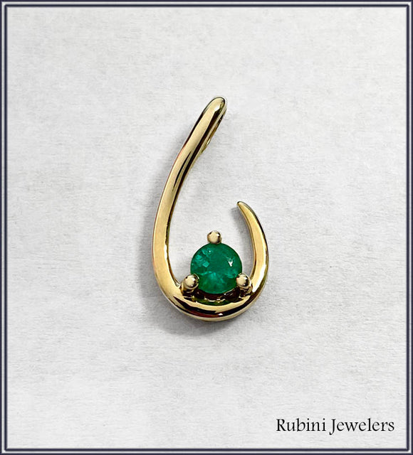 14Kt Free form Emerald Pendant at Rubini Jewelers