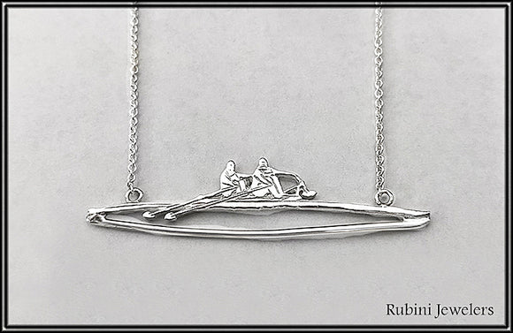 Double Rowing Boat with Cable Chain Necklace by Rubini Jewelers