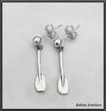 Sterling Silver Half Oar Dangling From Ball Post Earrings by Rubini Jewelers