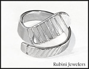 Large Ice Hockey Stick Wrap Ring Sterling Silver by Rubini Jewelers