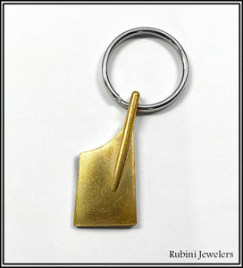 Large Rustic Brass Hatchet Rowing Blade Keyring Keychain by Rubini Jewelers
