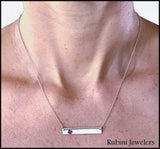 Silver Bar with 4mm Garnet  Necklace by Rubini Jewelers