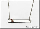 Silver Bar with 4mm Garnet  Necklace by Rubini Jewelers
