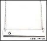 Silver Bar Necklace with Diamond by Rubini Jewelers