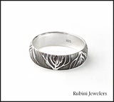Silver Tree Roots Laser Engraved Silver Band by Rubini Jewelers
