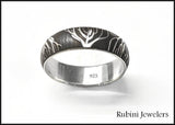 Silver Tree Roots Laser Engraved Silver Band by Rubini Jewelers
