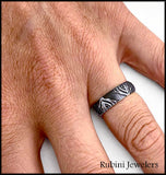 Silver Tree Roots Laser Engraved Silver Band by Rubini Jewelers
