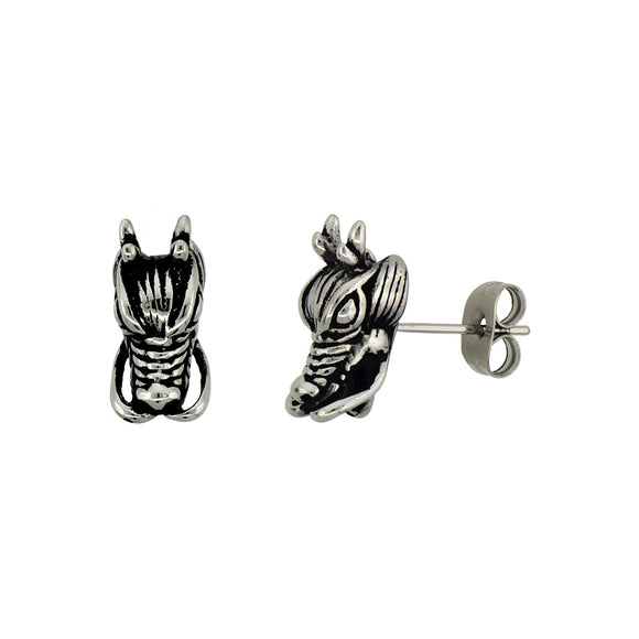 Stainless steel 3D Dragon head post Earrings from Rubini Jewelers