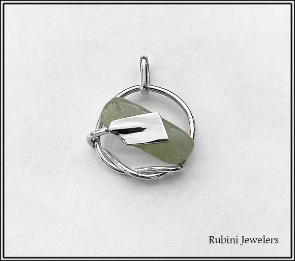 Quartz Gemstone in a Swirl Hatchet Oar Rowing Pendant by Rubini Jewelers