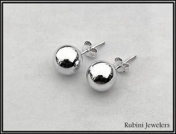 Sterling Silver 9mm Ball Studs Post Earrings – Rubini Inc.